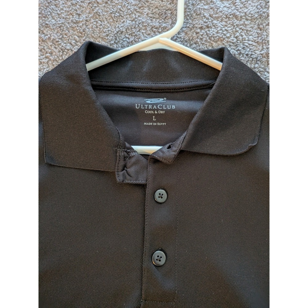 UltraClub Mens Cool & Dry Performance Polo Shirt Black Large Short Sleeve L